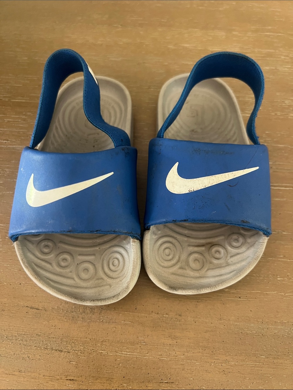 Nike Kids Royal Blue Slide Sandals with White Swoosh